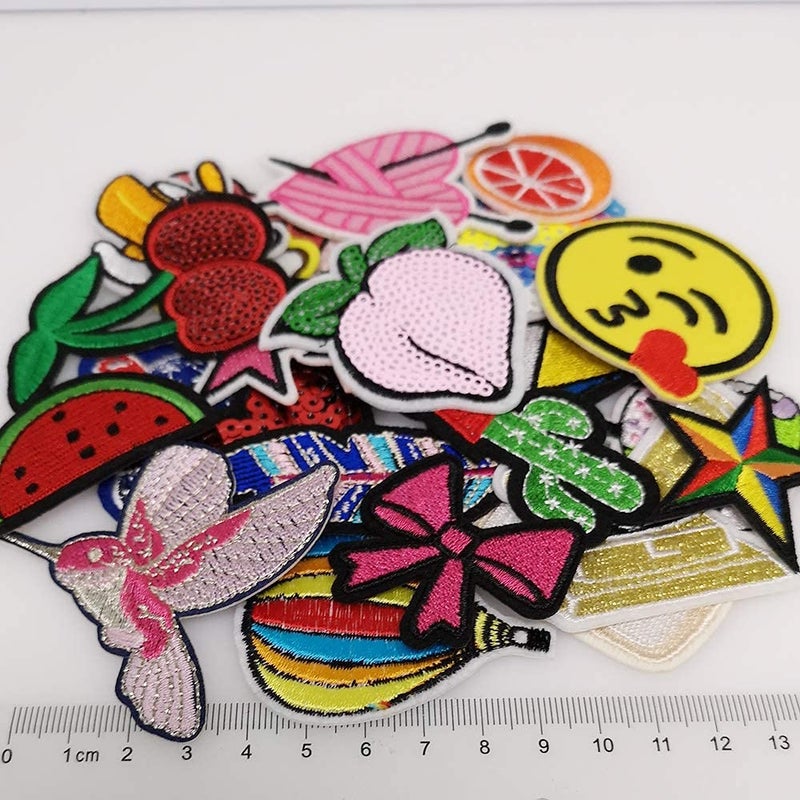 Dandan DIY 25pcs Assorted Kid Sew On/Iron On Patch Applique Clothes Dress Plant Hat Jeans Sewing Flowers Applique DIY Accessory - Image 1